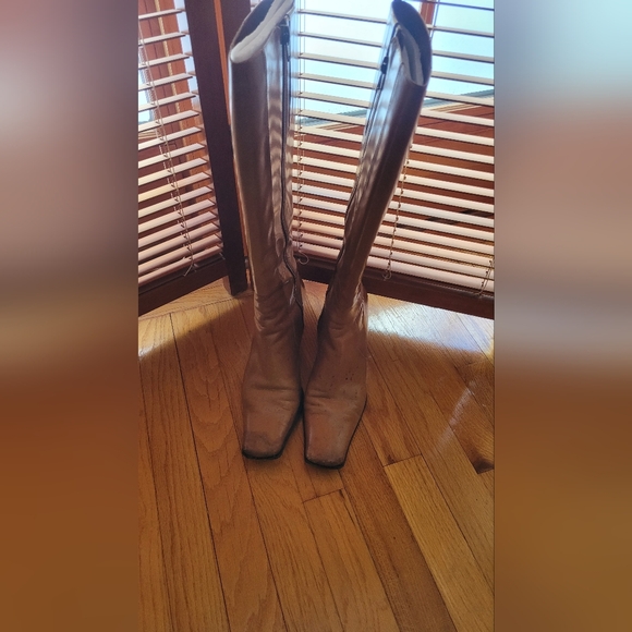 Vtg 90s Full-grain Leather Nine West Camel Boots Size 9 Carolyn Bessette - Picture 9 of 14